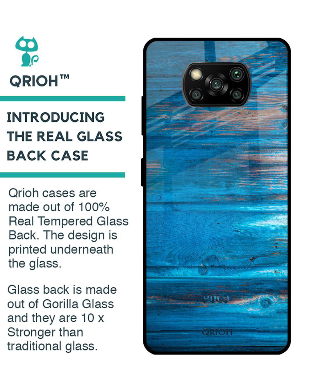 Shop Patina Finish Printed Premium Glass Cover for Poco X3 Pro (Shock Proof, Lightweight)-Back