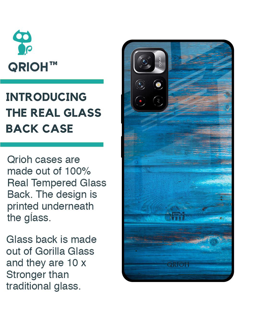Shop Patina Finish Printed Premium Glass Cover for Redmi Note 11T 5G (Shock Proof, Lightweight)-Back