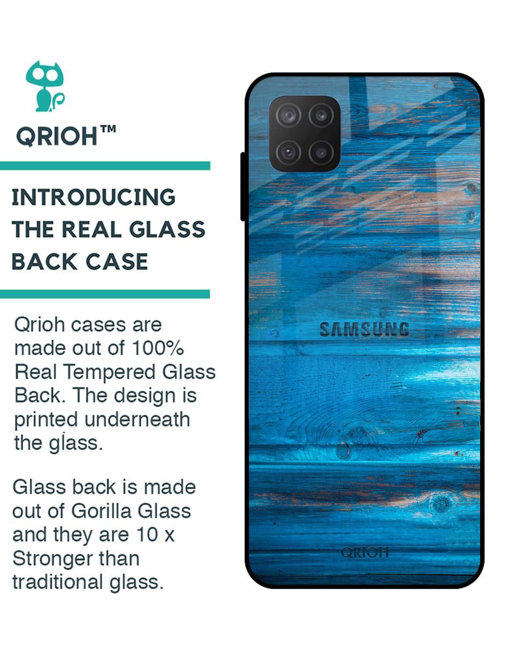 Shop Patina Finish Printed Premium Glass Cover for Samsung Galaxy M12 (Shock Proof, Light Weight)-Back