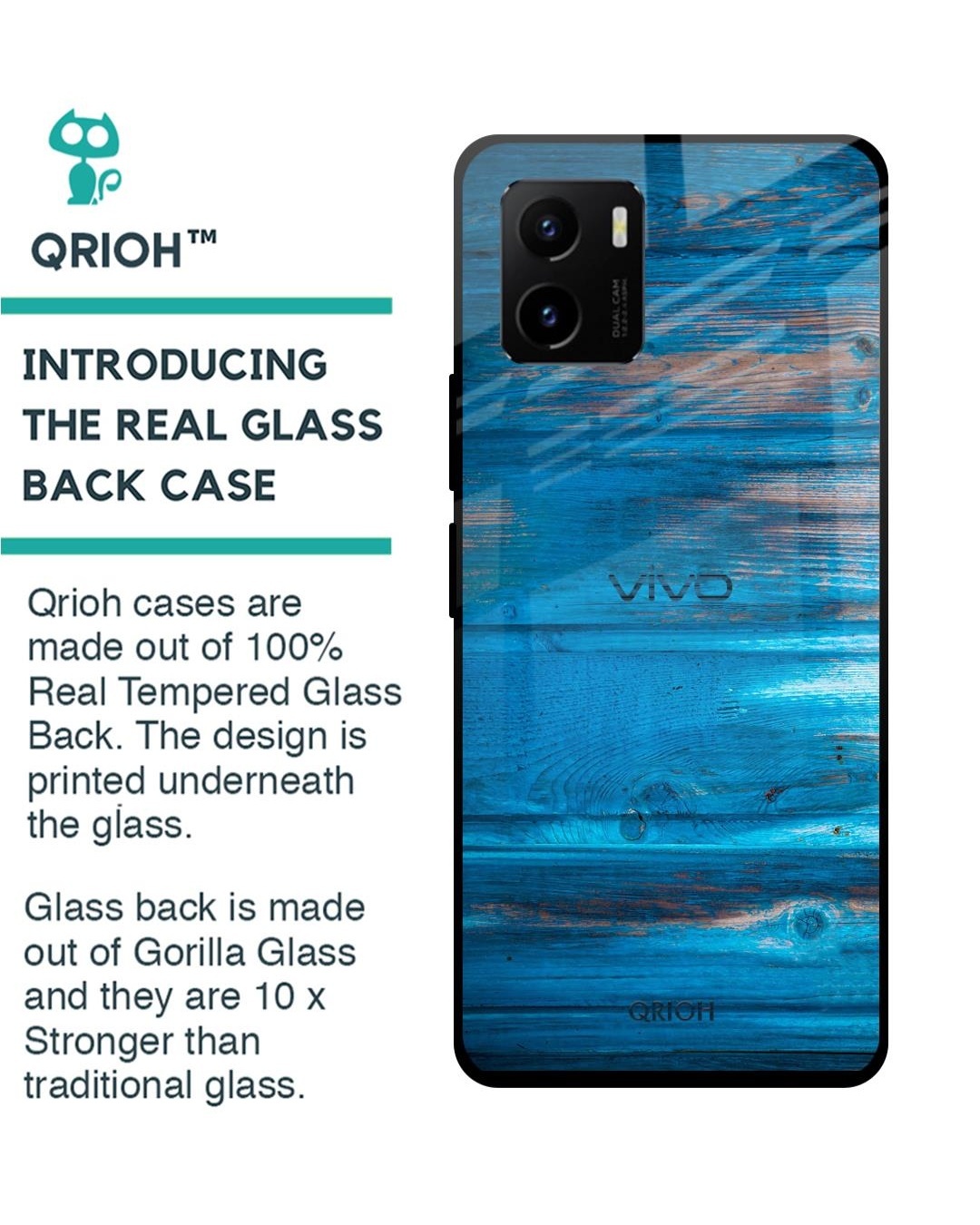 Shop Patina Finish Printed Premium Glass Cover for Vivo Y15s (Shockproof, Light Weight)-Back