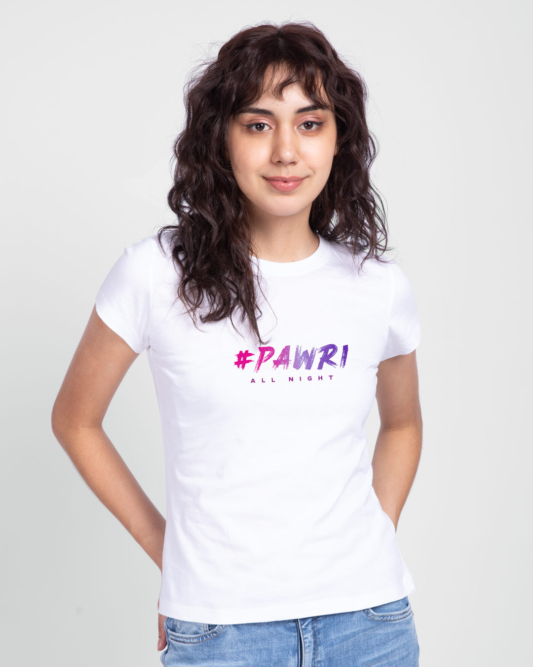 Shop Pawri All Night Half Sleeve Printed T-Shirt White-Back