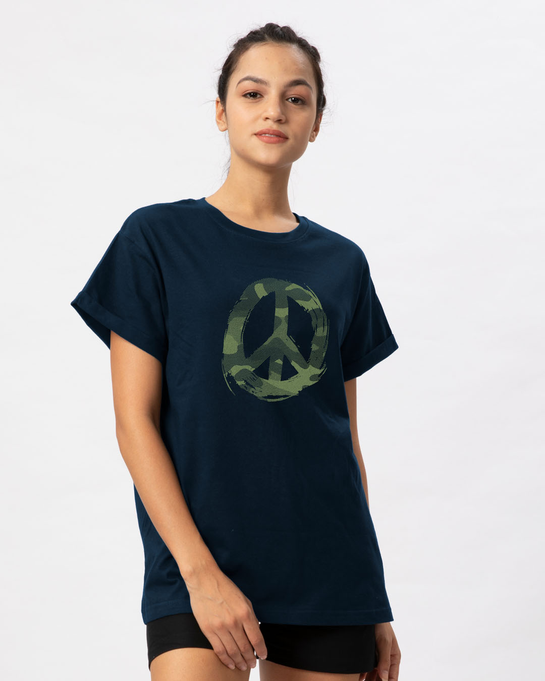Shop Peace Camouflage Boyfriend T-Shirt-Back