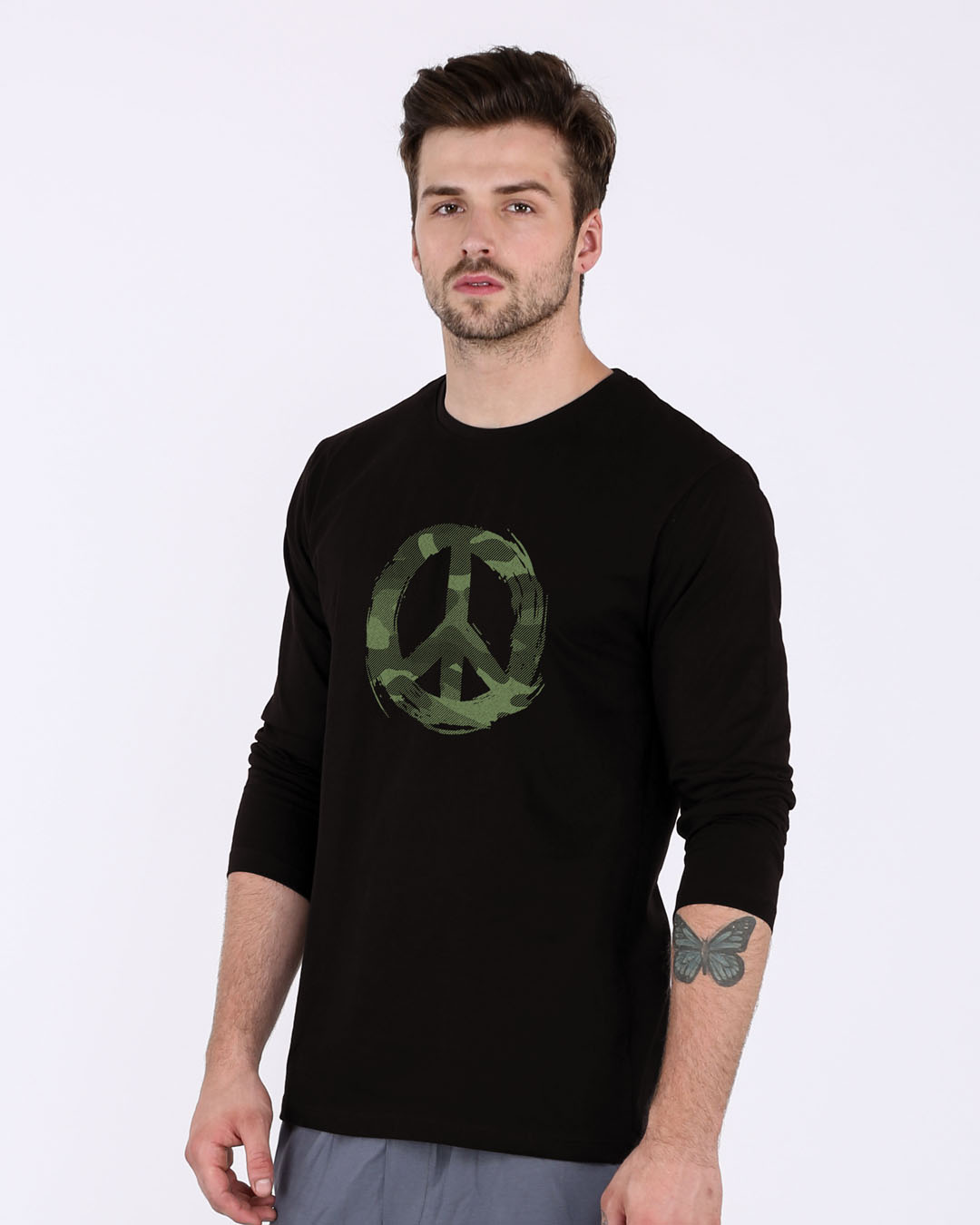 Shop Peace Camouflage Full Sleeve T-Shirt-Back
