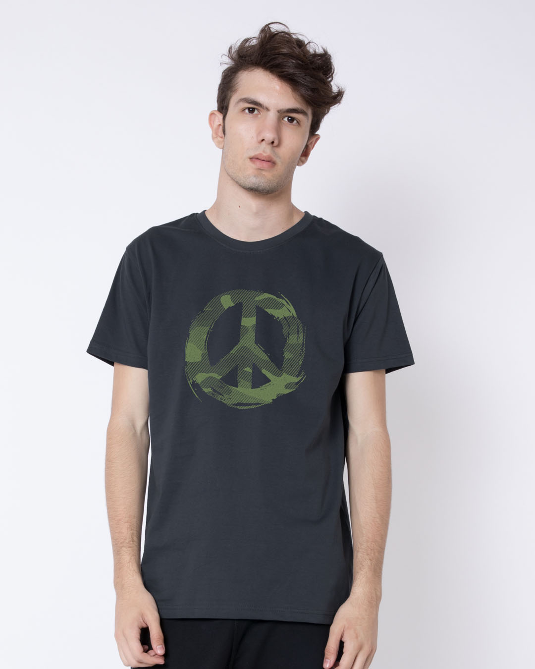 Shop Peace Camouflage Half Sleeve T-Shirt-Back