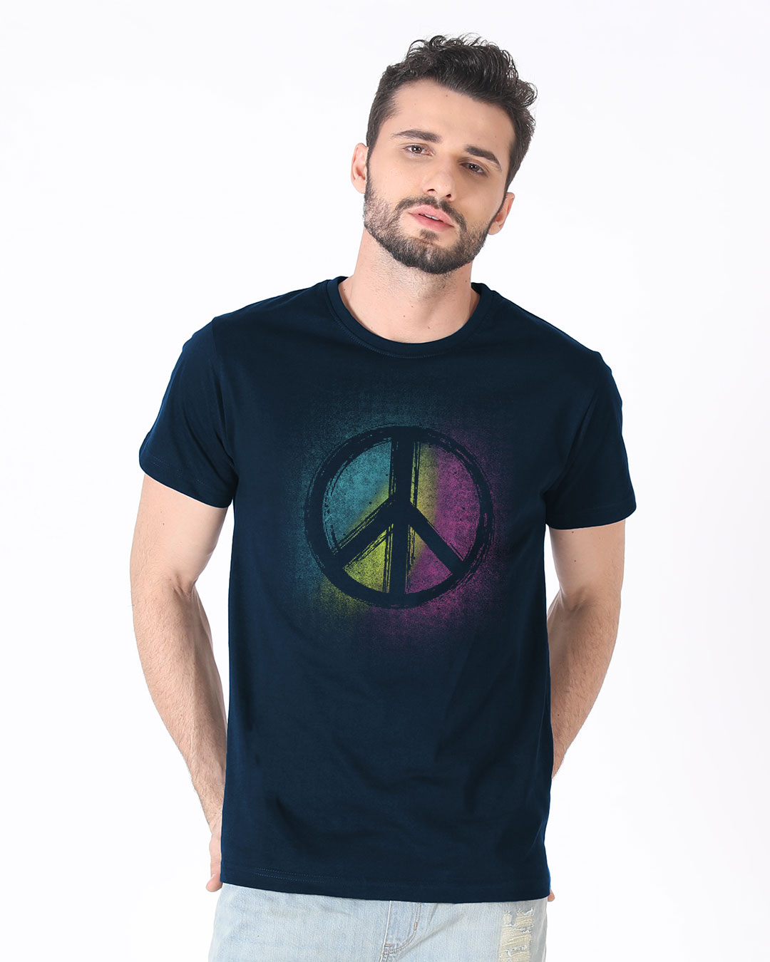 Shop Peace Colors Half Sleeve T-Shirt-Back
