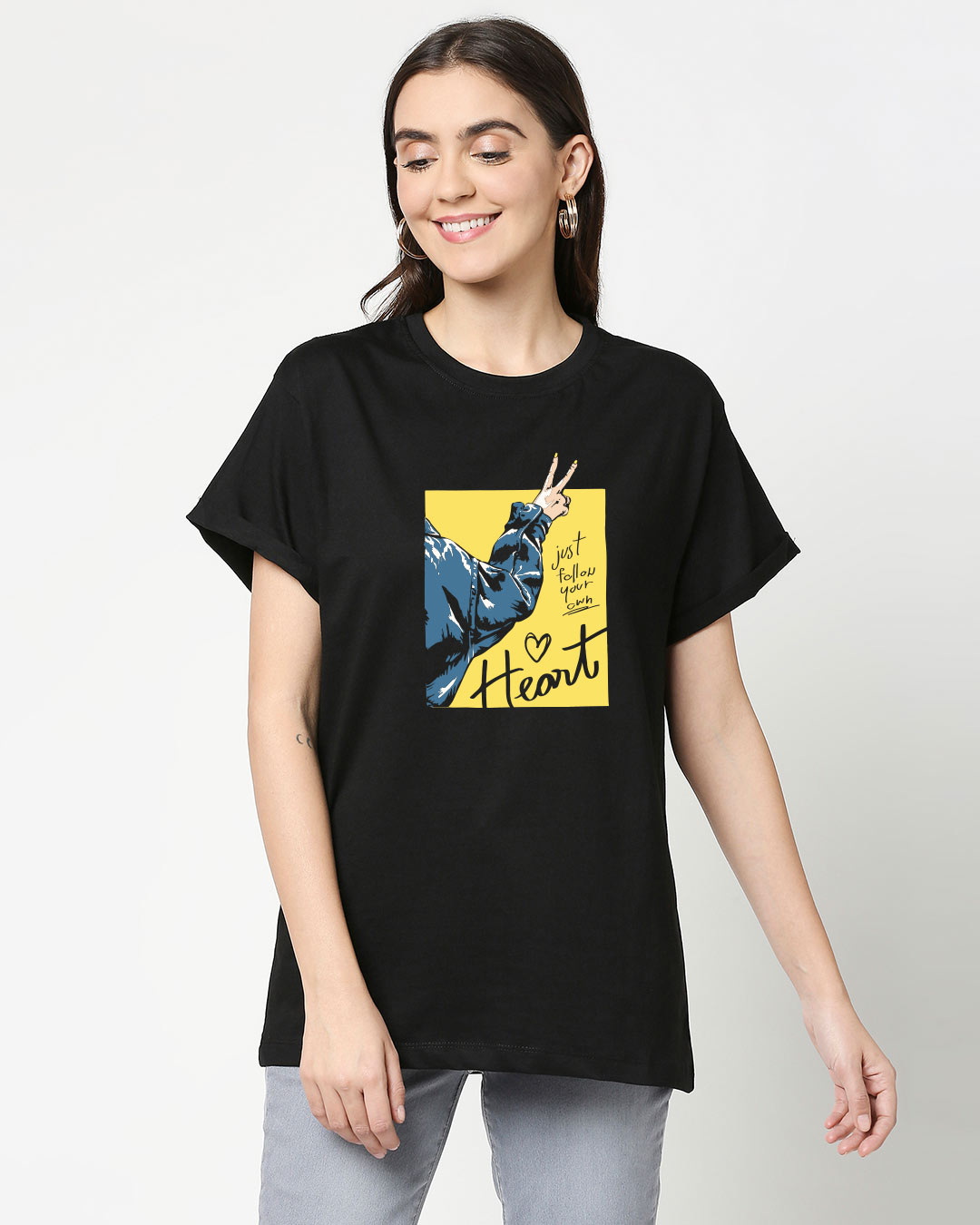 Shop Peace Denim Boyfriend T-Shirt-Back