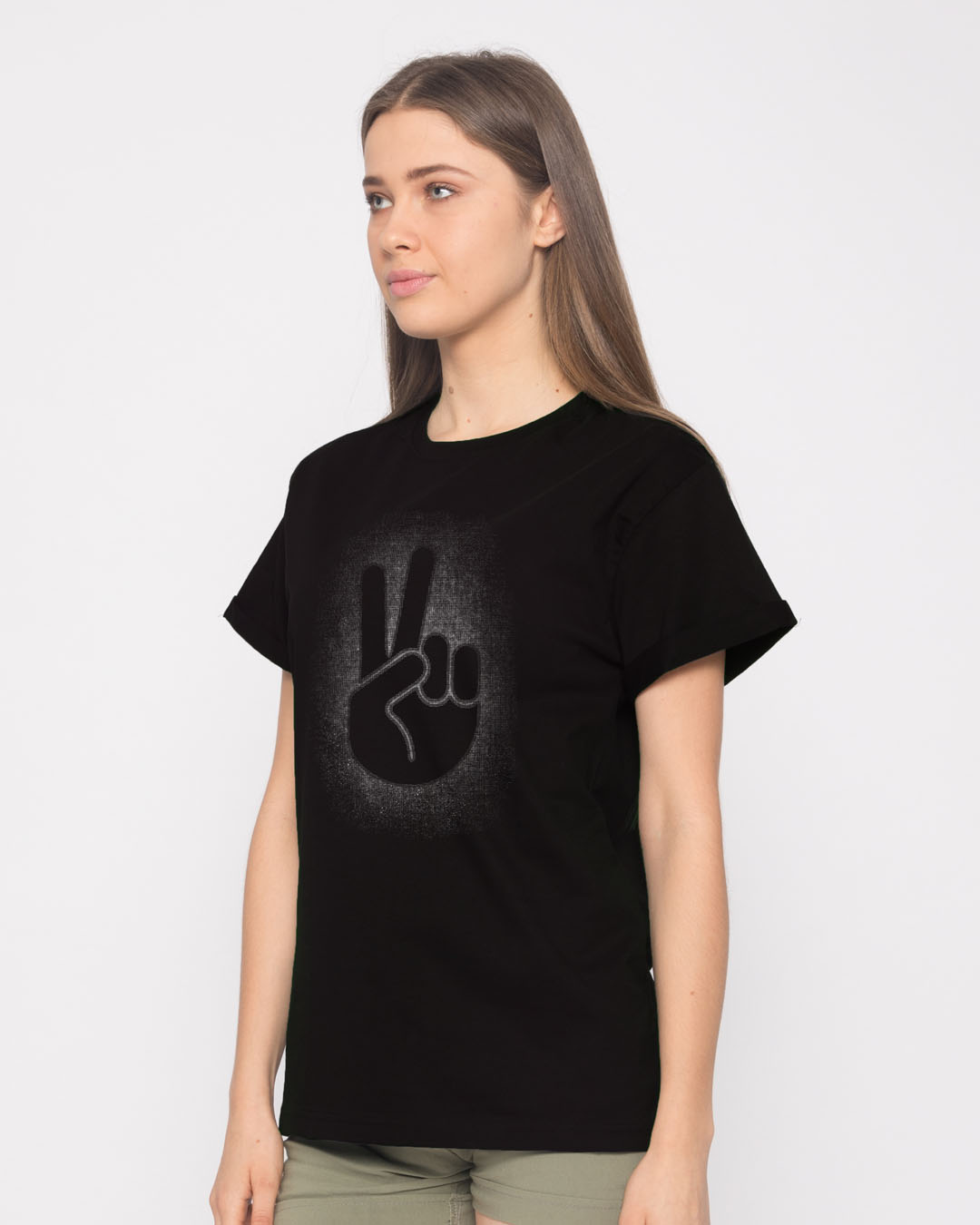 Shop Peace Out Shadow Boyfriend T-Shirt-Back