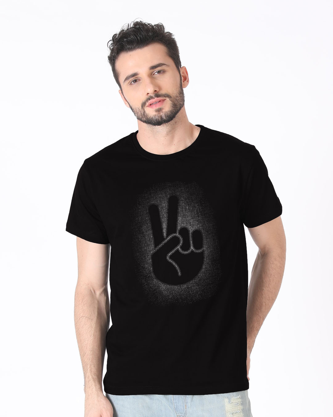 Shop Peace Out Shadow Half Sleeve T-Shirt-Back