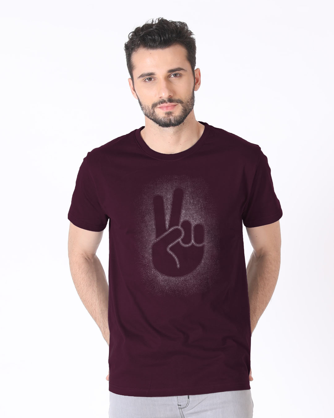 Shop Peace Out Shadow Half Sleeve T-Shirt-Back