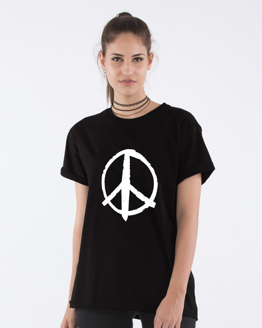 Buy Peace Symbol Boyfriend T-Shirt Online At Bewakoof