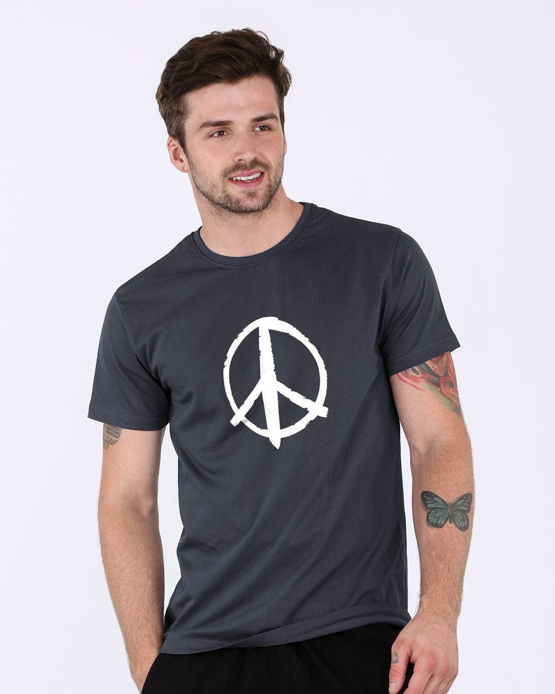 Shop Peace Symbol Half Sleeve T-Shirt-Back