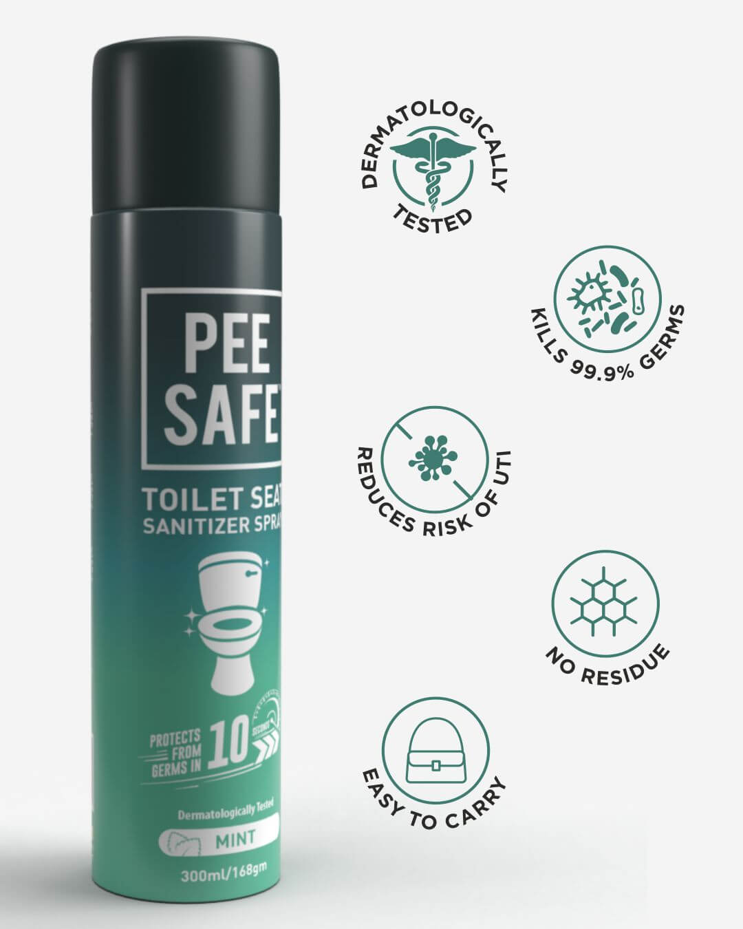 Shop Pee Safe - Toilet Seat Sanitizer Spray 300 ml - Mint-Back