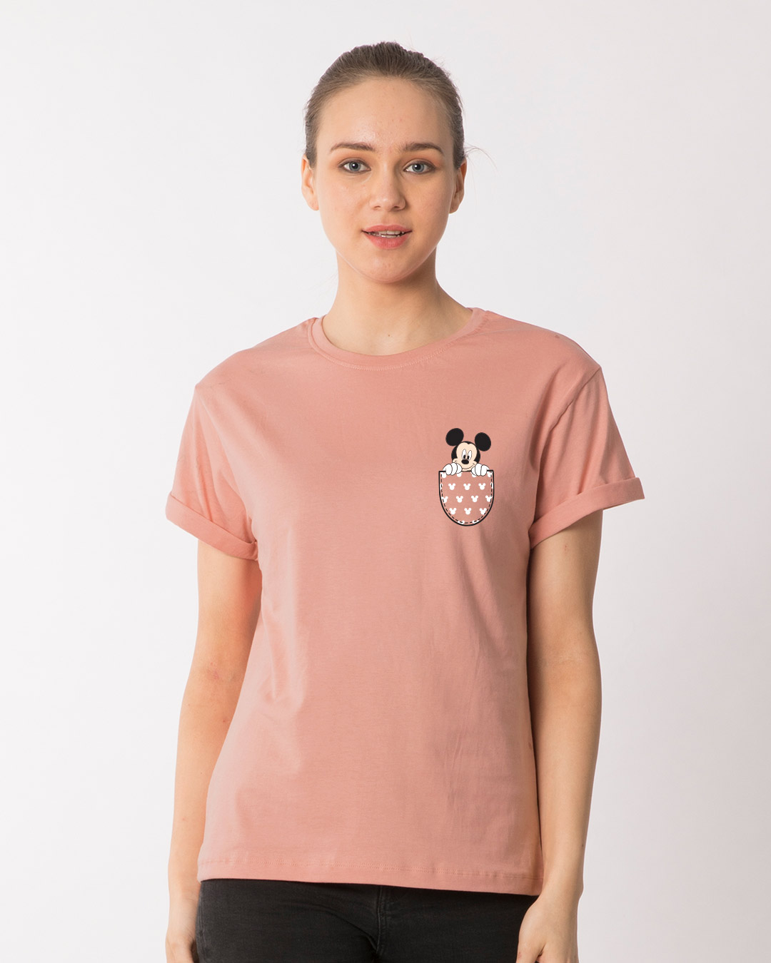 Shop Peek Out Mickey Boyfriend T-Shirt (DL)-Back