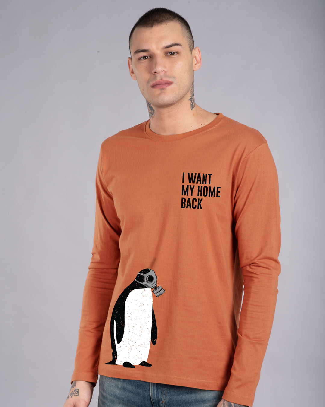 

Penguin D-day Full Sleeve T-Shirt Vintage Orange Men' Printed Full Sleeve T-Shirt Bewakoof.com
