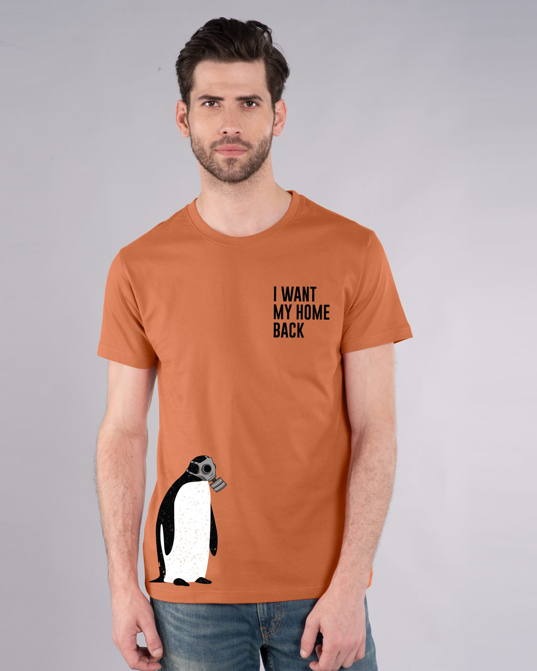 

Penguin D-day Half Sleeve T-Shirt Vintage Orange Men' Printed T-Shirts Bewakoof.com