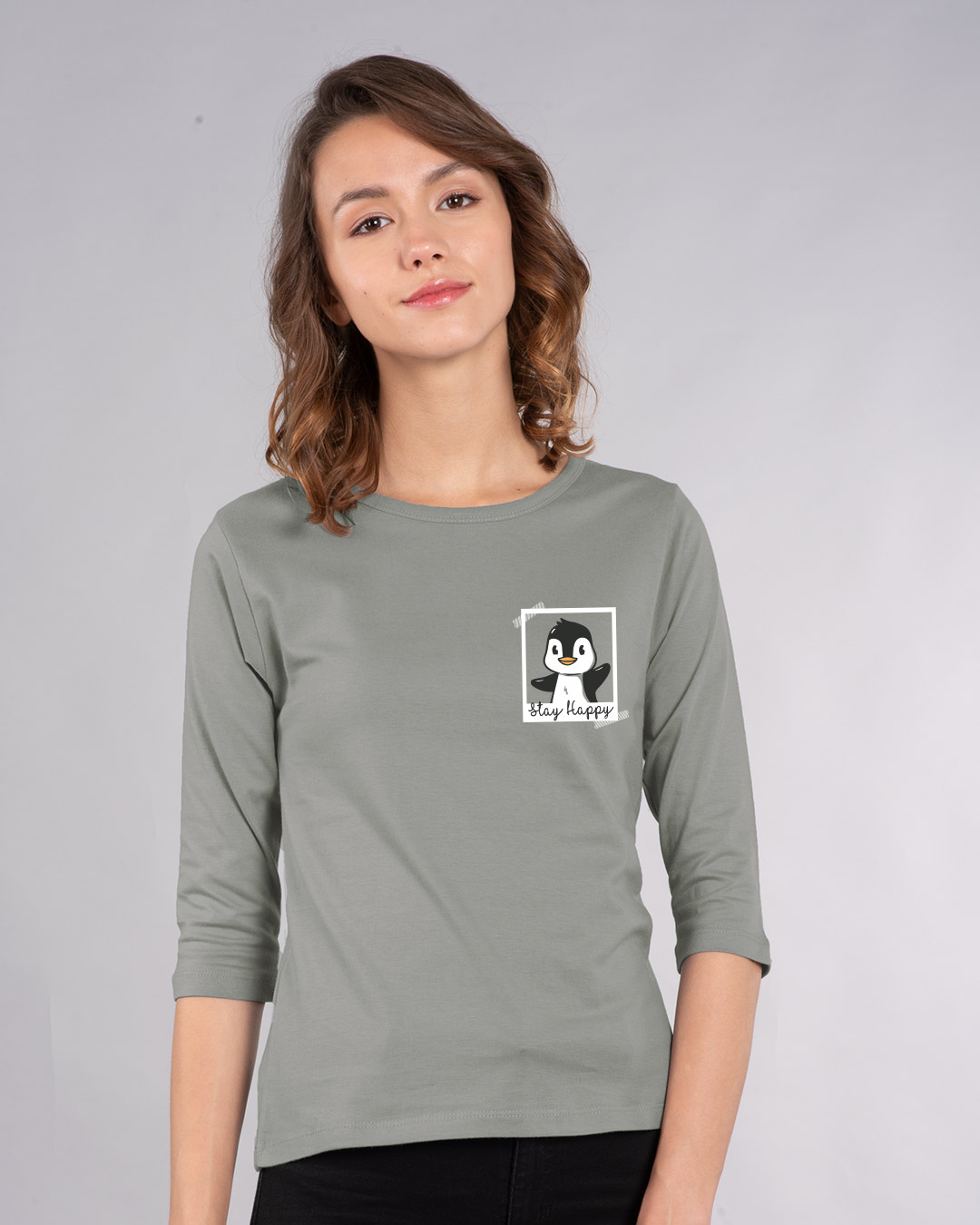 Shop Penguin Polaroid Round Neck 3/4th Sleeve T-Shirt-Back