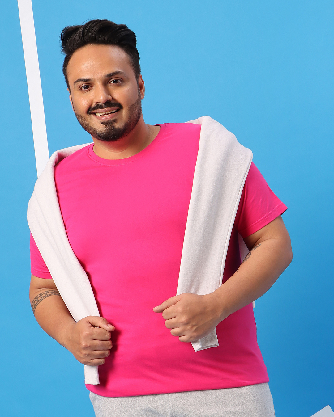 Shop Men's Peppy Pink Plus Size T-shirt-Front
