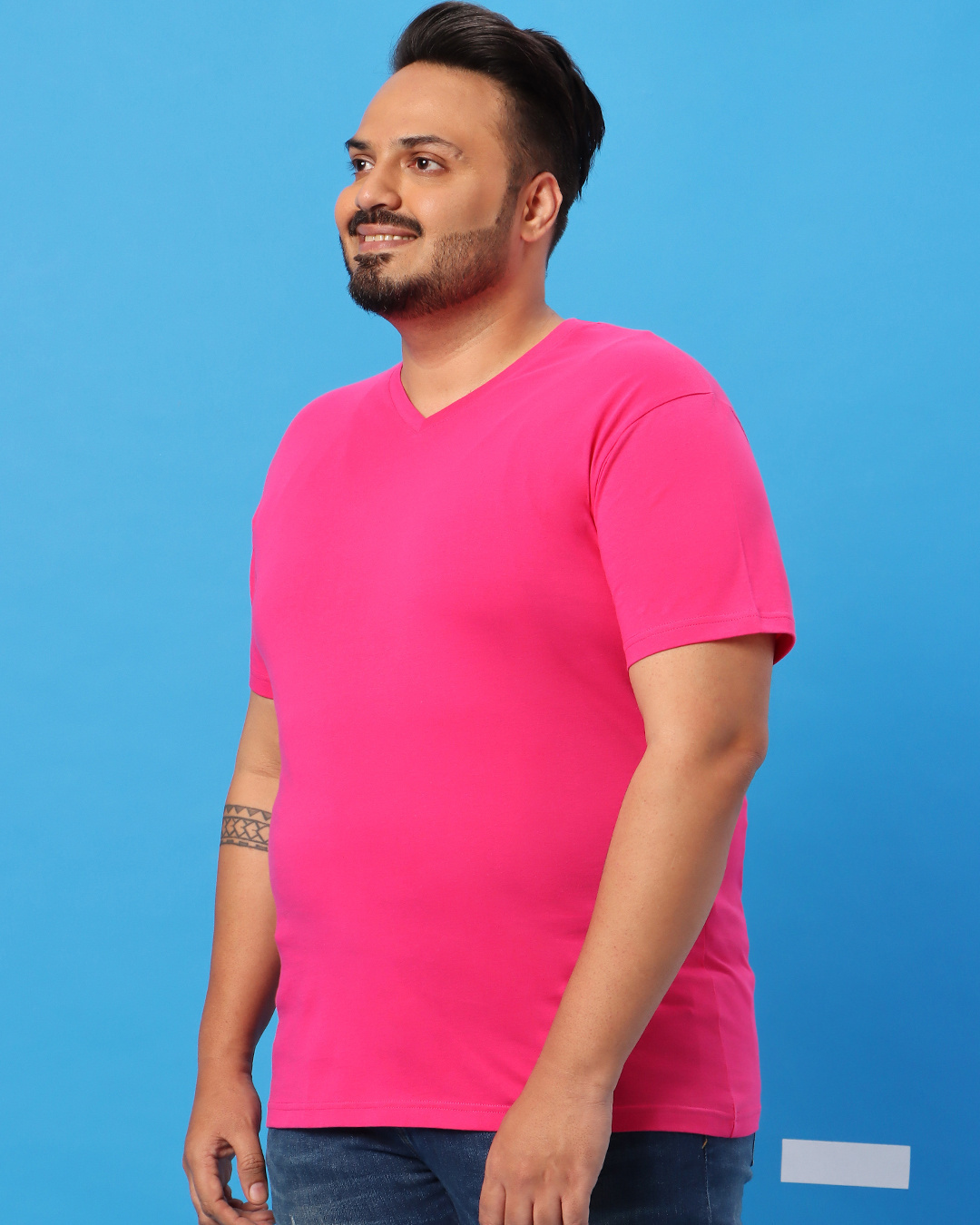 Shop Peppy Pink Plus Size V-Neck T-Shirt-Back