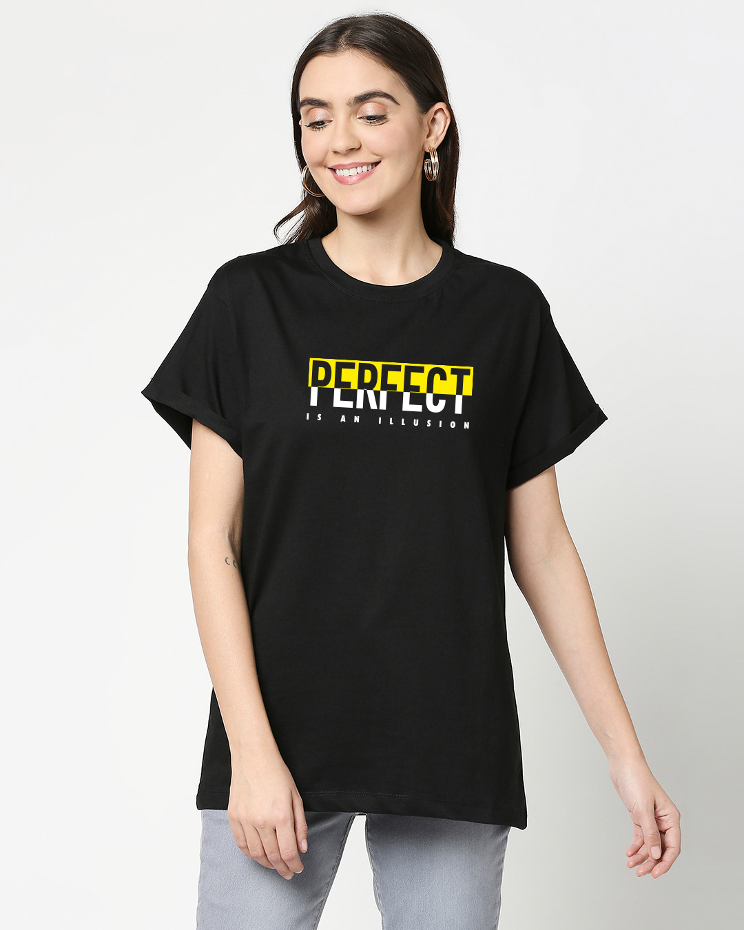 Shop Perfect Illusion Boyfriend T-Shirt Black-Back