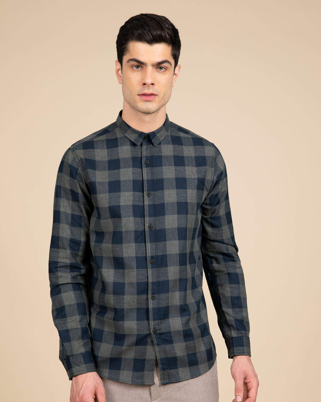 Buy Pewter Blue Checked Shirt for Men blue Online at Bewakoof