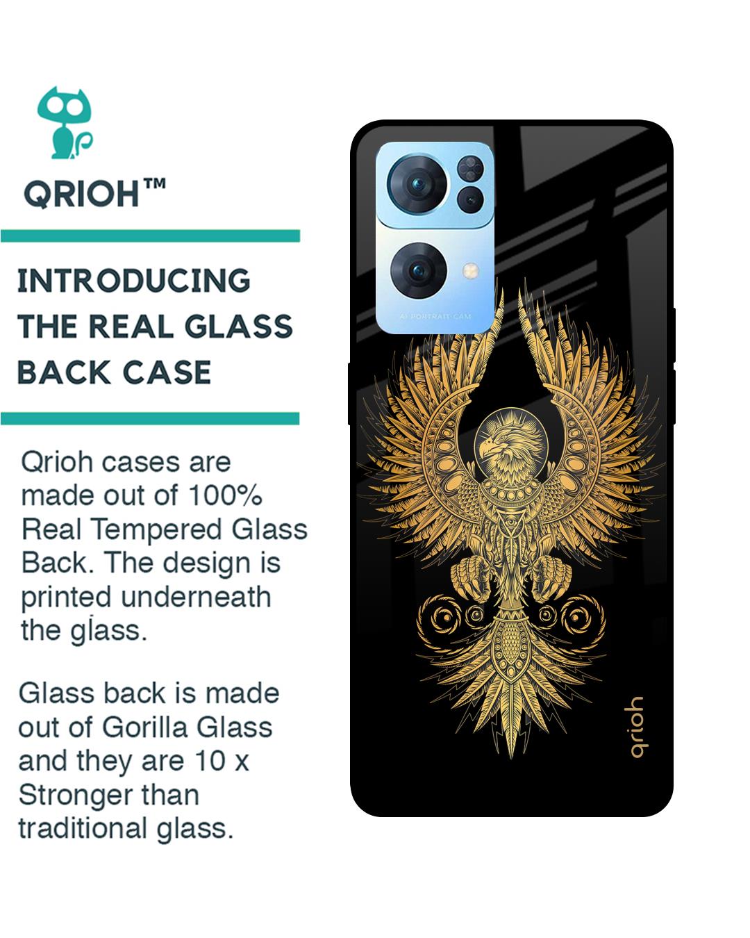 Shop Phoenix Art Printed Premium Glass Cover For Oppo Reno7 Pro 5G (Impact Resistant, Matte Finish)-Back