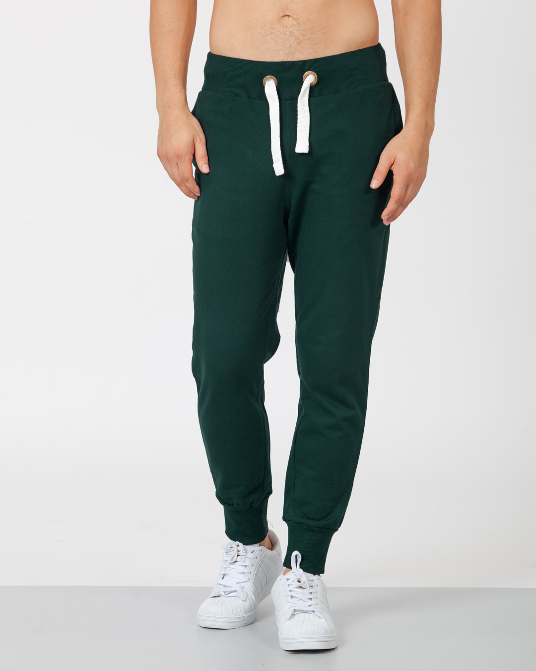 Shop Pine Green Fleece Joggers-Back