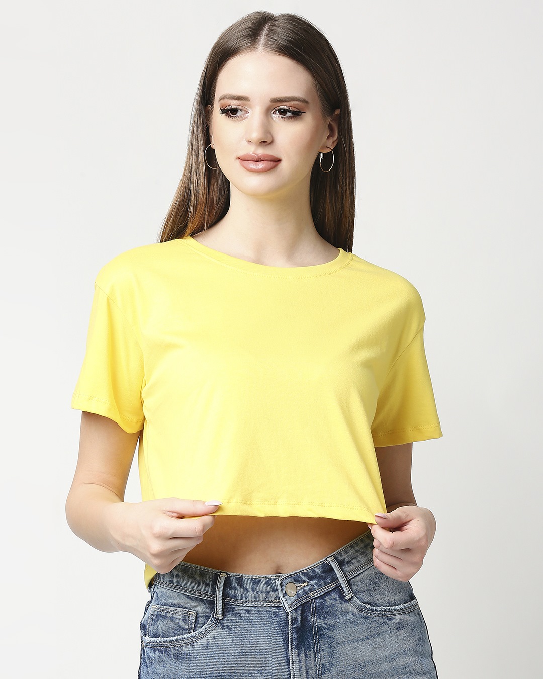 Shop Women's Yellow Boxy Crop Top-Back