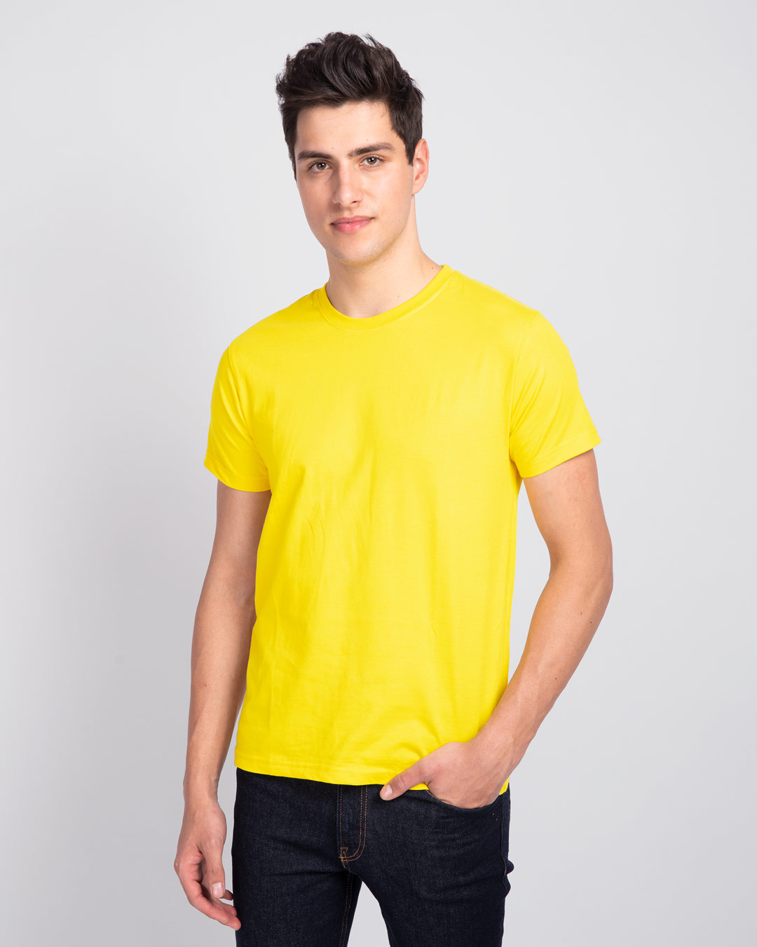 Buy Pineapple Yellow Plain Half Sleeve T Shirt For Men Online India Bewakoof Com