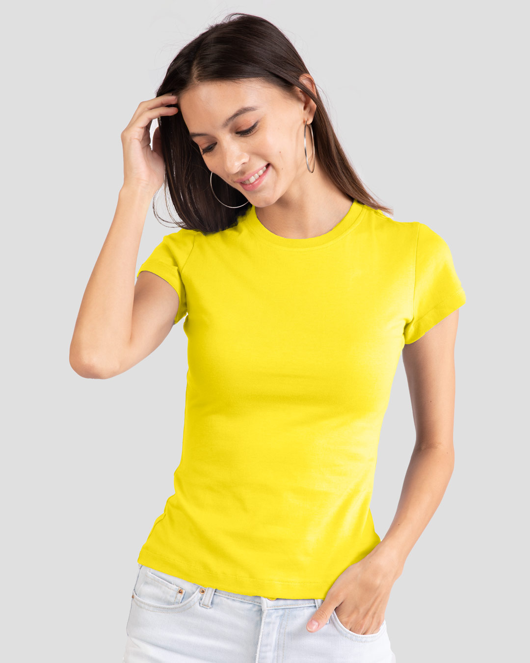 Buy Pineapple Yellow Plain Half Sleeve T-Shirt For Women Online India @ Bewakoof.com