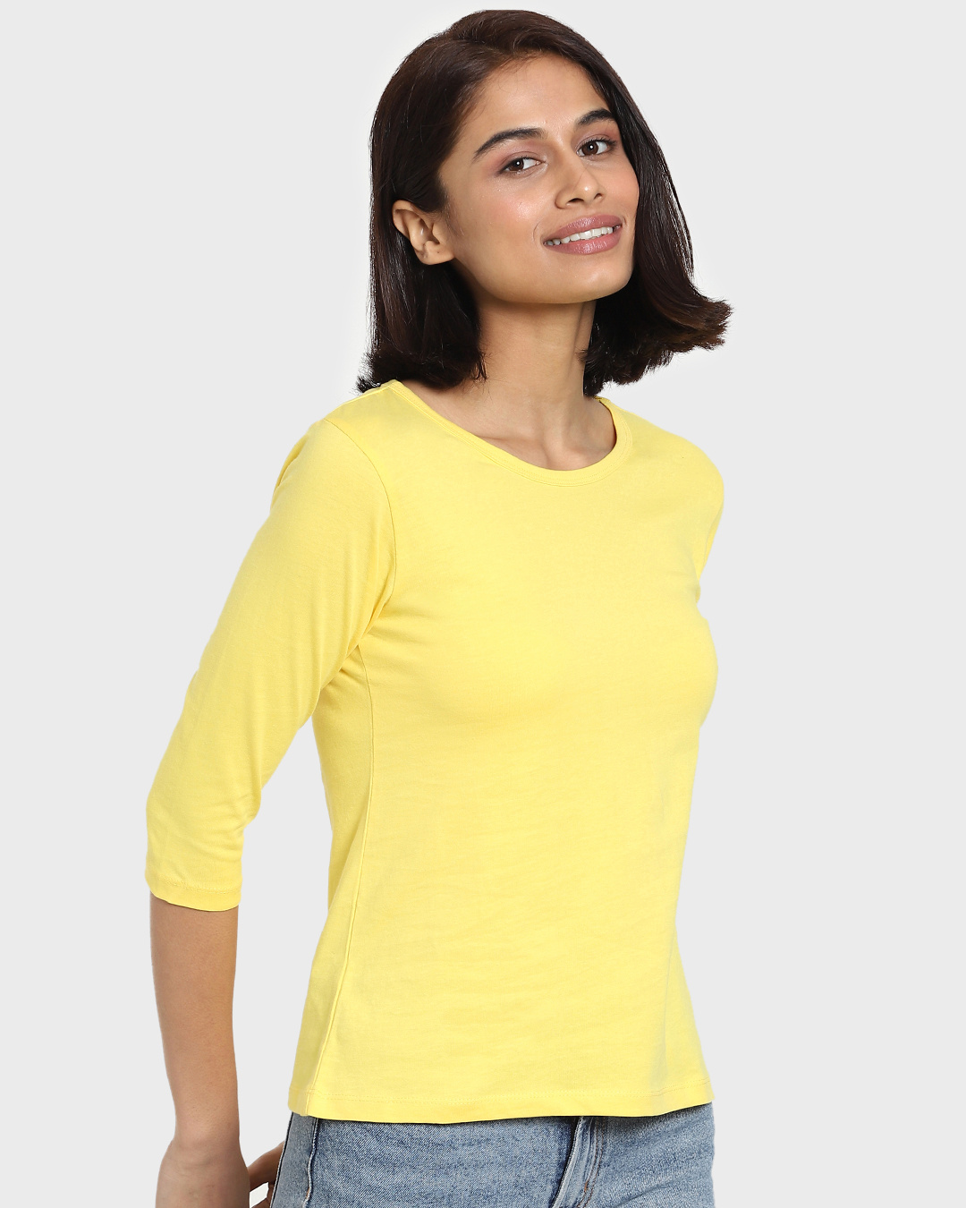 Shop Pineapple Yellow Round Neck 3/4th Sleeve T-Shirt-Back