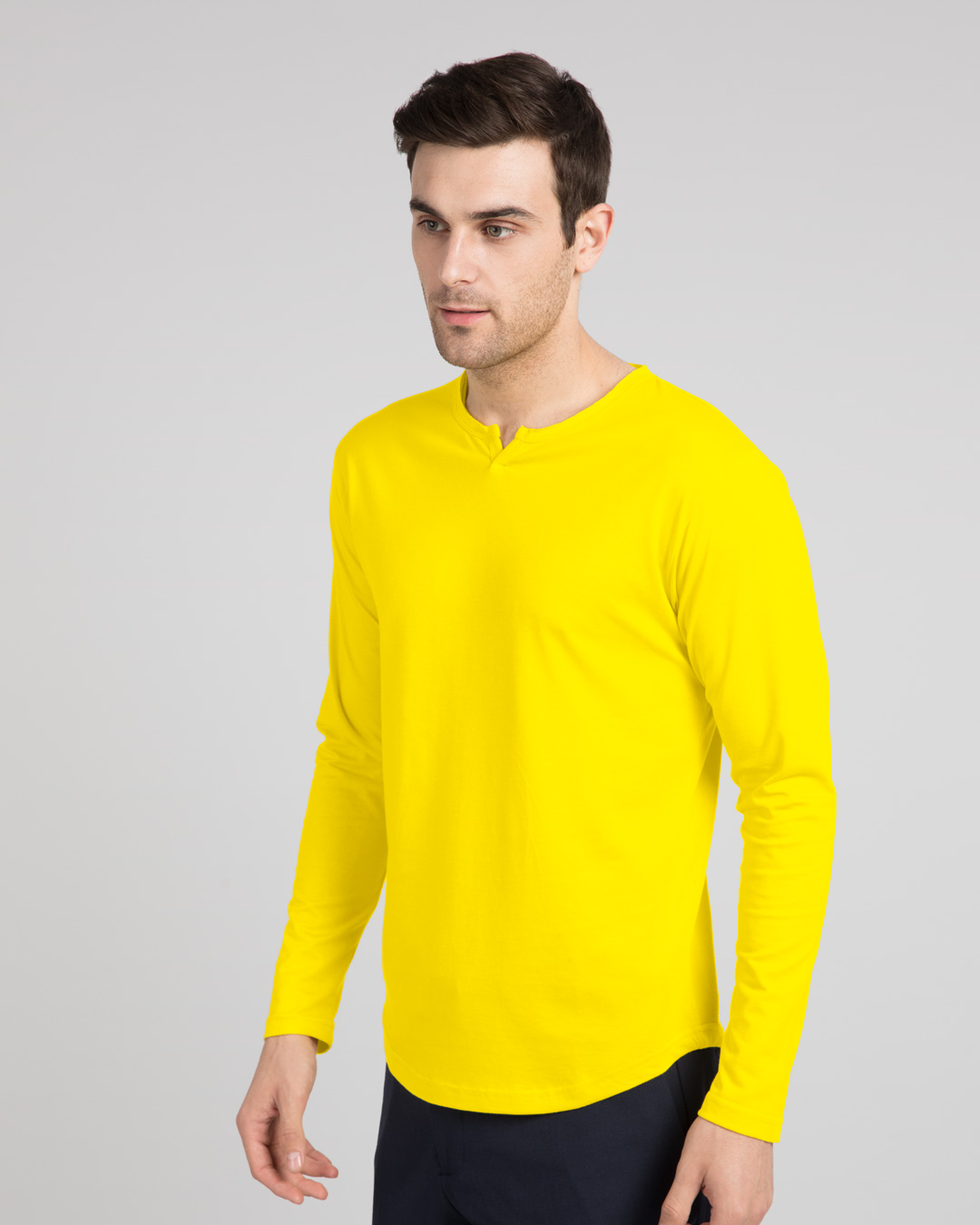 Shop Pineapple Yellow Slit Neck Full Sleeve Henley T-Shirt-Back