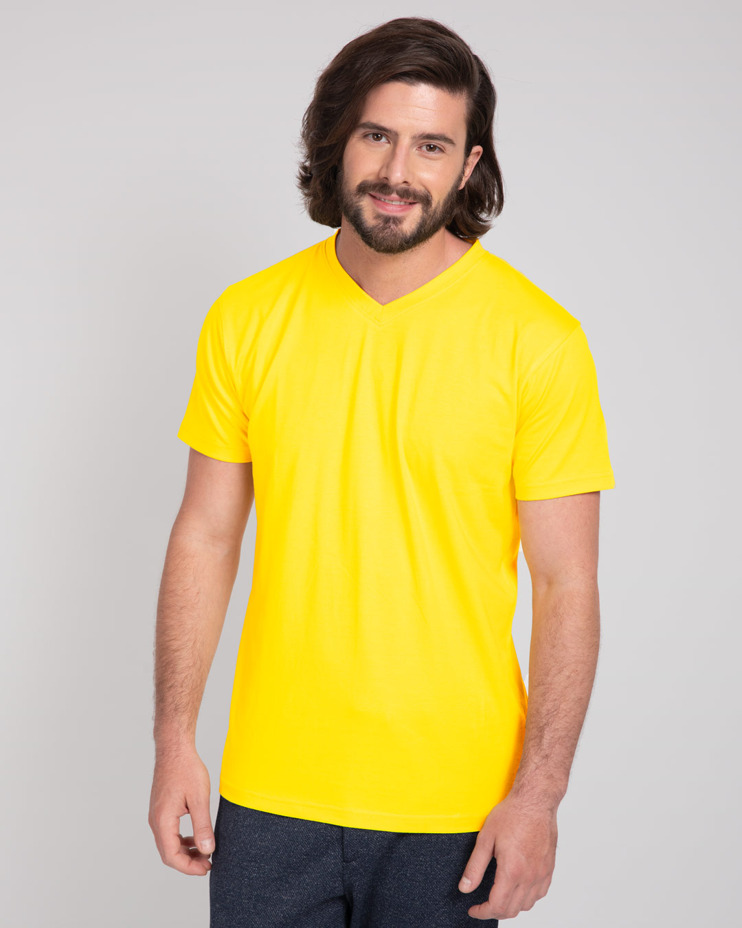 yellow v neck t shirt