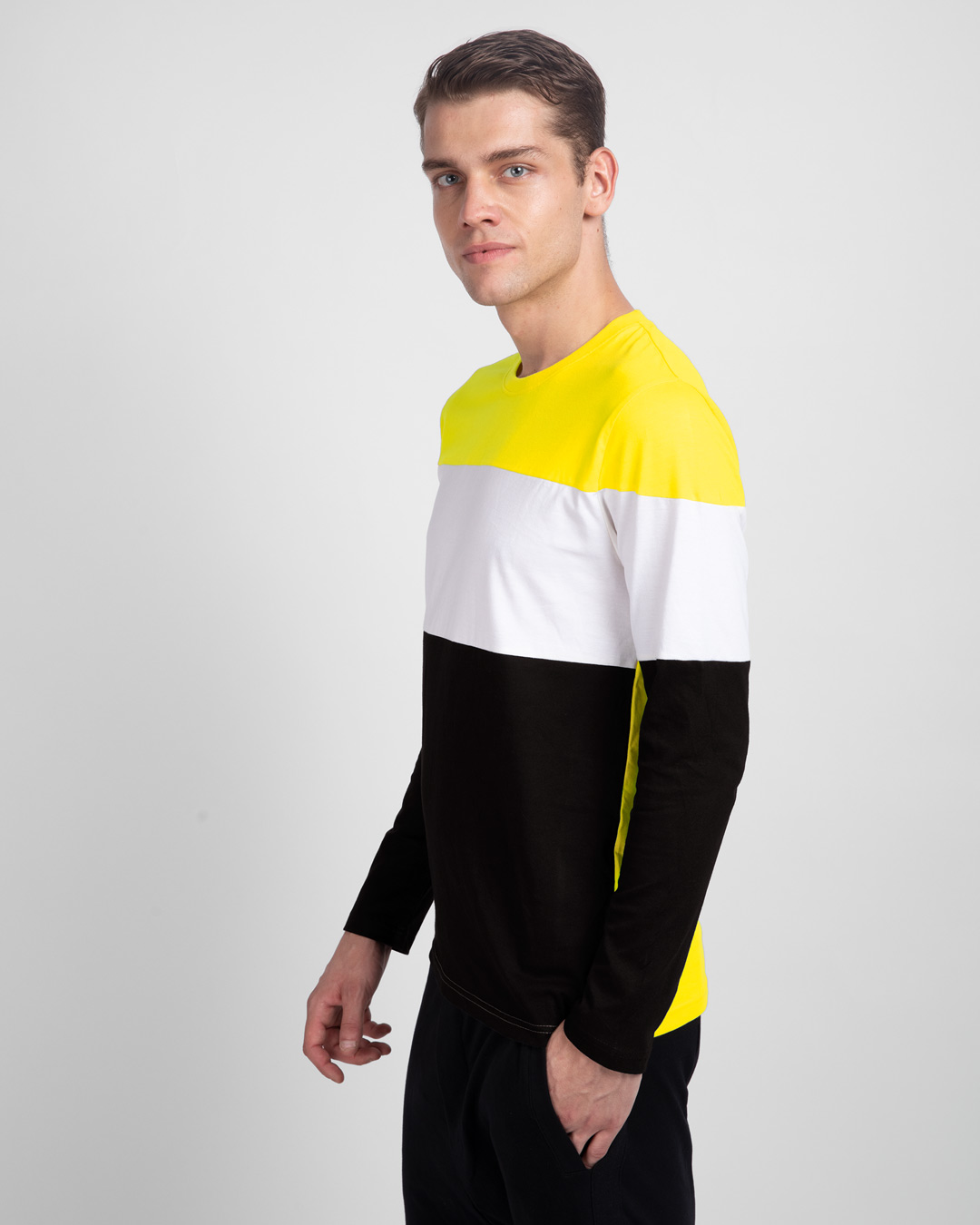 Shop Pineapple Yellow White & Black 90's Vibe Panel T-Shirt-Back