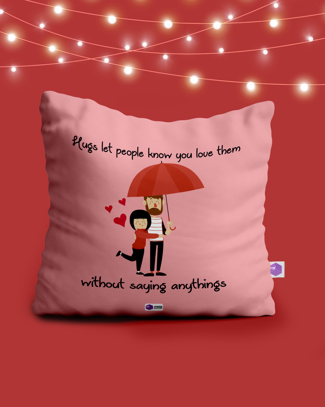 Shop Pink Hugs Let People Know You Love Them Polyester Cushion-Back