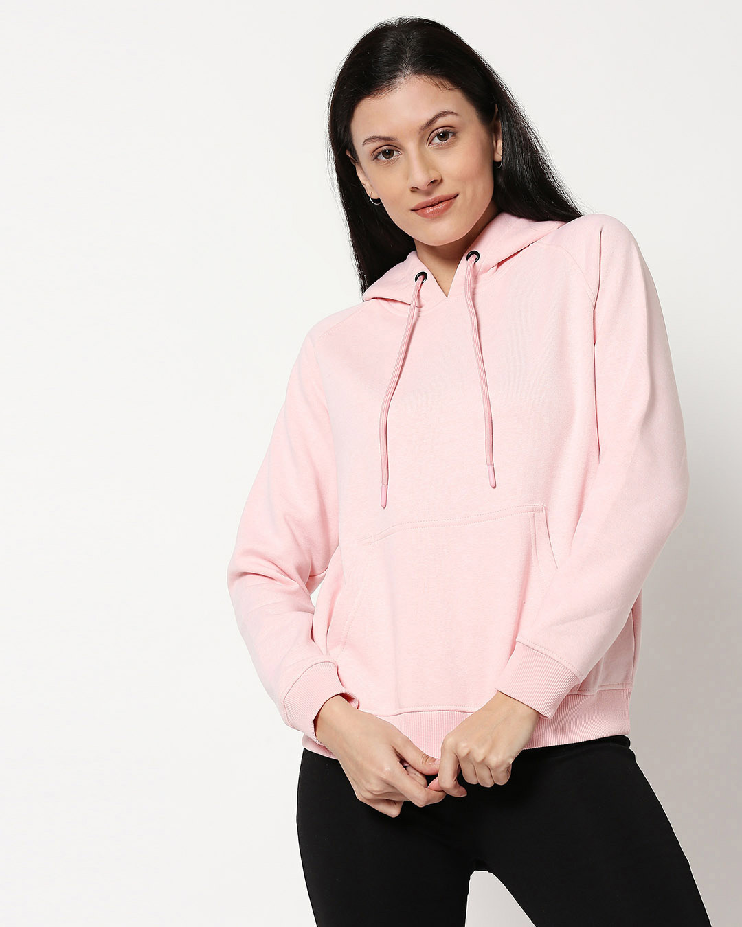 Shop Pink Melange Hoodie Sweatshirt-Back