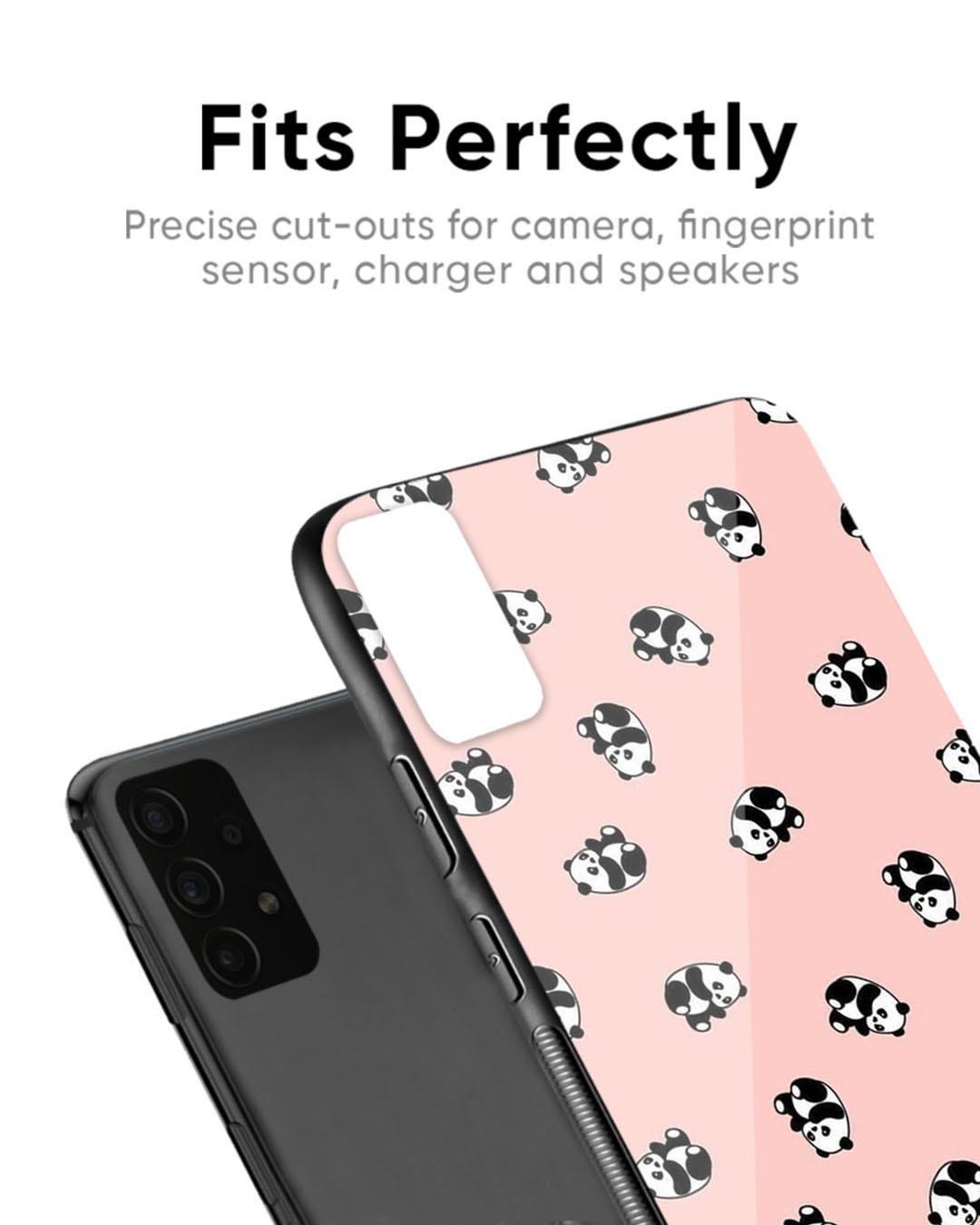 Shop Pink Panda Pattern Premium Glass Case for OnePlus 6T (Shock Proof, Scratch Resistant)-Back