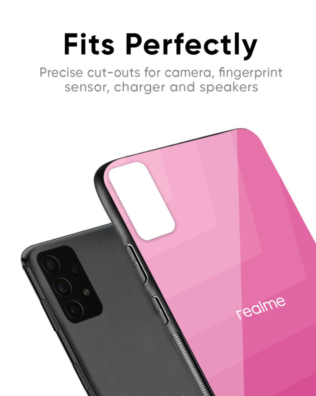 Shop Pink Ribbon Caddy Premium Glass Case for Realme 11 Pro Plus 5G (Shock Proof, Scratch Resistant)-Back