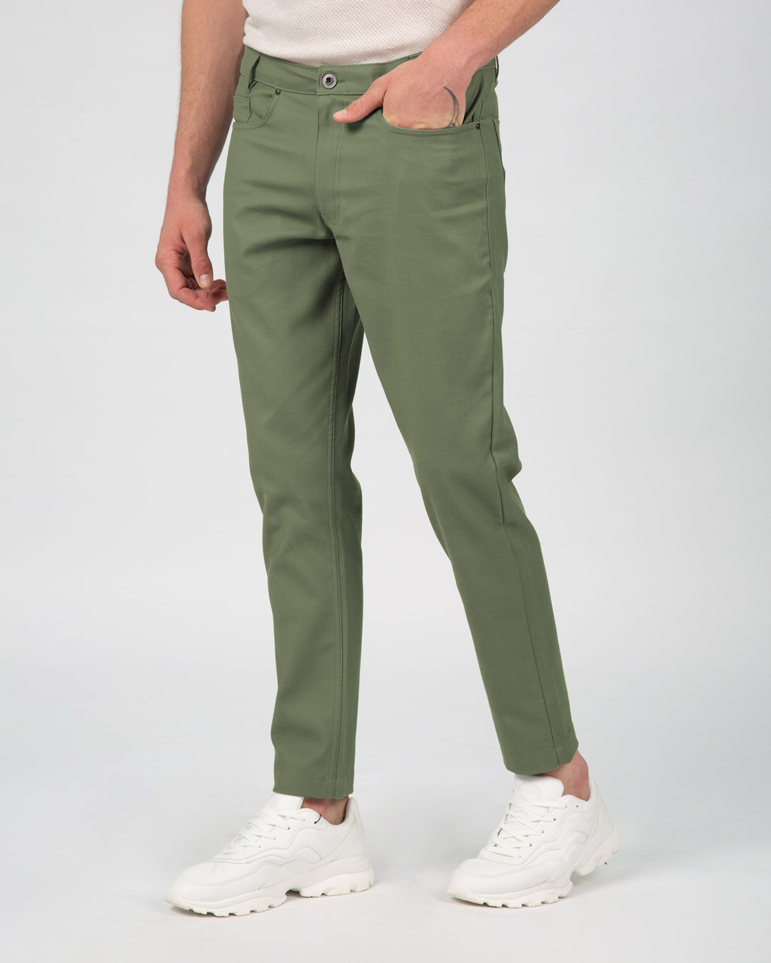Plain Mens Pista Green Pant Waist Size 32inch