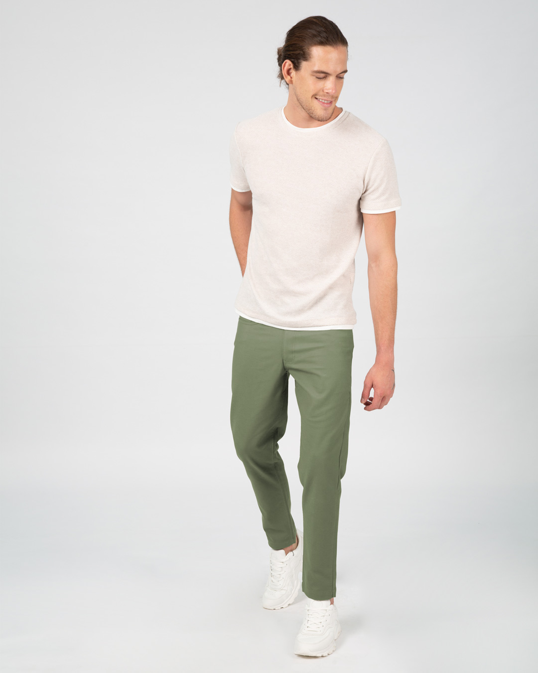 Ankle Length Pista Green color Lycra Pin Tucks Staright Pant with single  pocket for women Trousers