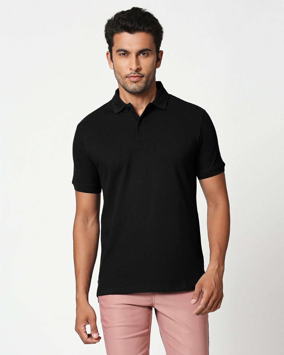 Buy Pitch Black Classic Polo Plain Men's Plain Pique Polo For Men ...