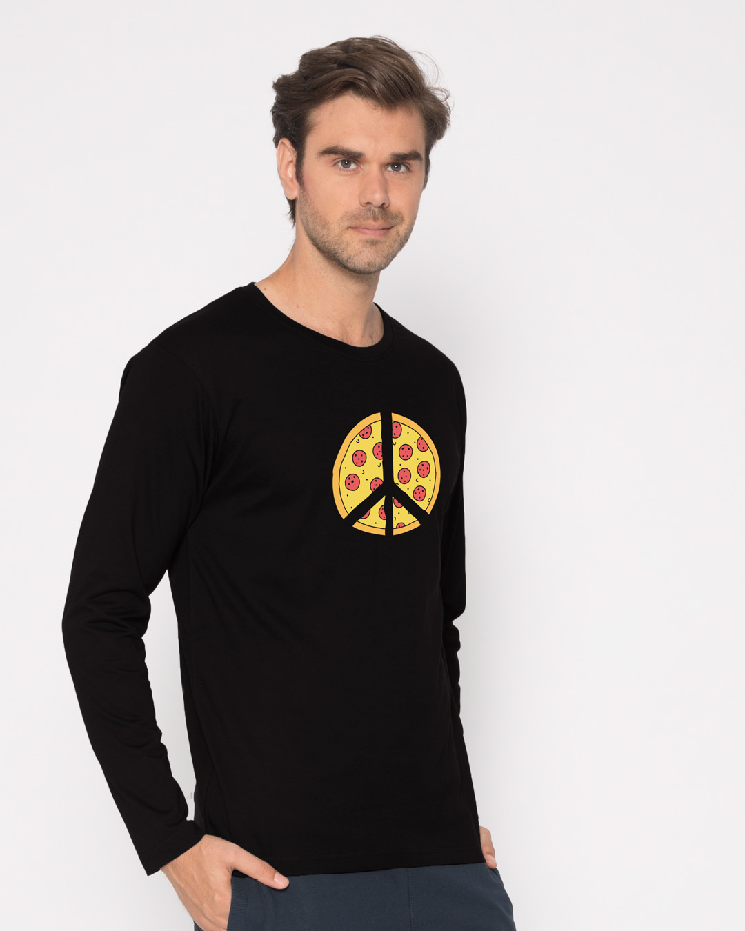 Shop Pizza Peace Full Sleeve T-Shirt-Back