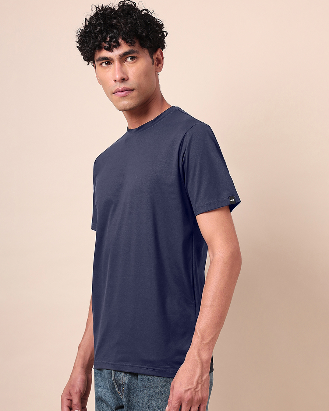 Shop Plain Blue Solid Regular Fit Men's T-shirt-Back