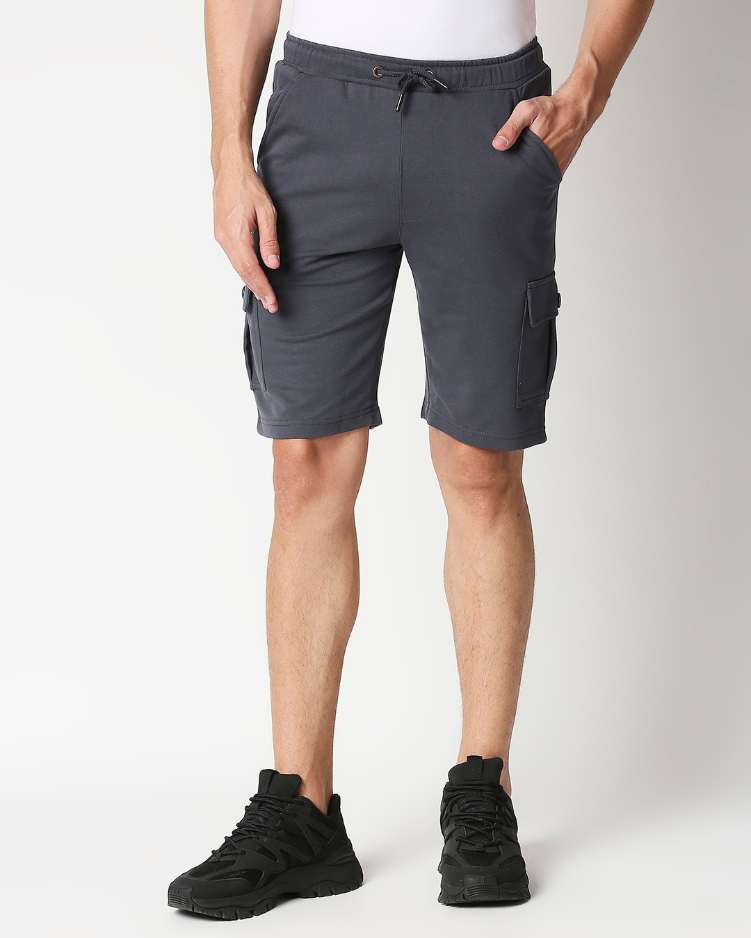 Shop Plain Cargo Shorts-Back
