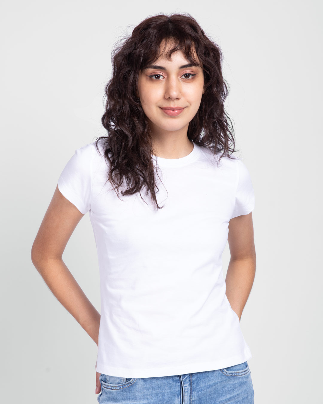 Shop Pack of 2 Women's Blue & White Slim Fit T-shirt-Back
