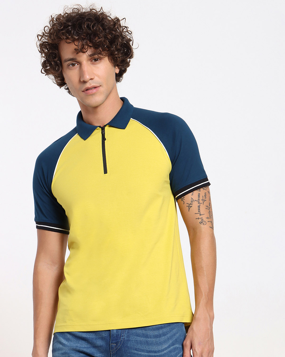 zipper front polo shirt