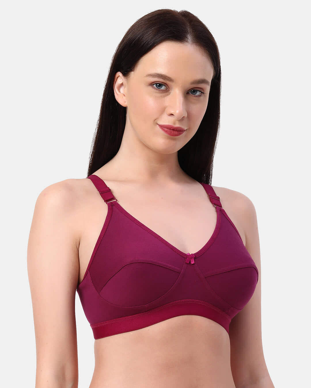 Shop Planet Inner Non Padded Non Wired Everday Wear Full Coverage Bra In Purple-Back