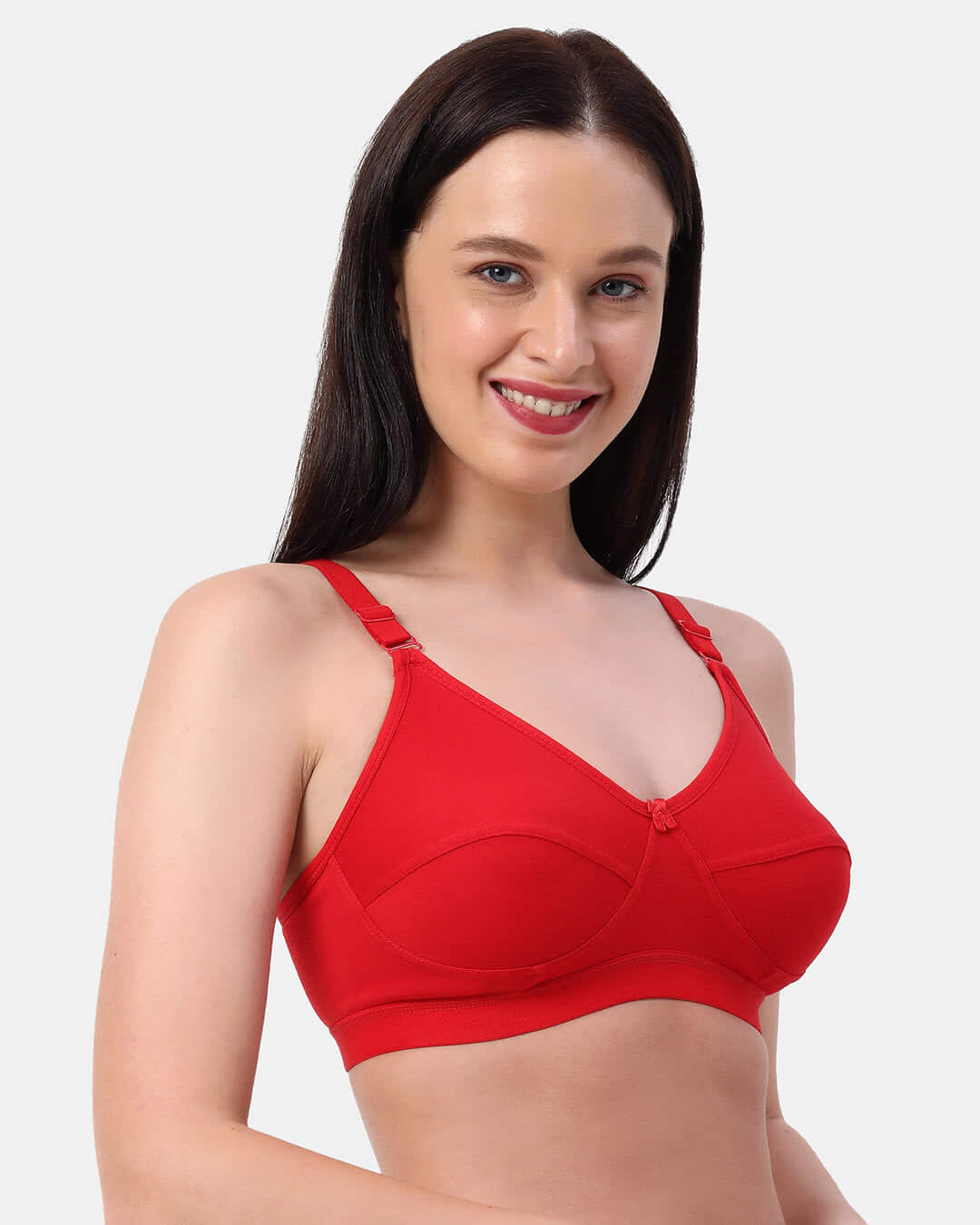 Shop Planet Inner Non Padded Non Wired Everday Wear Full Coverage Bra In Red-Back