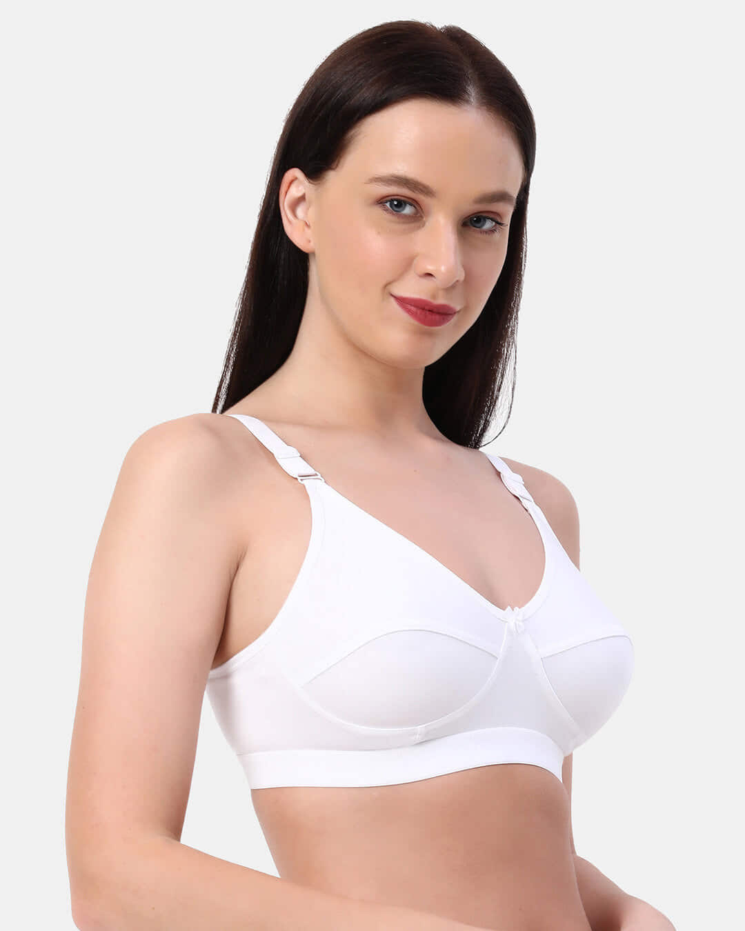 Shop Planet Inner Non Padded Non Wired Everday Wear Full Coverage Bra In White-Back