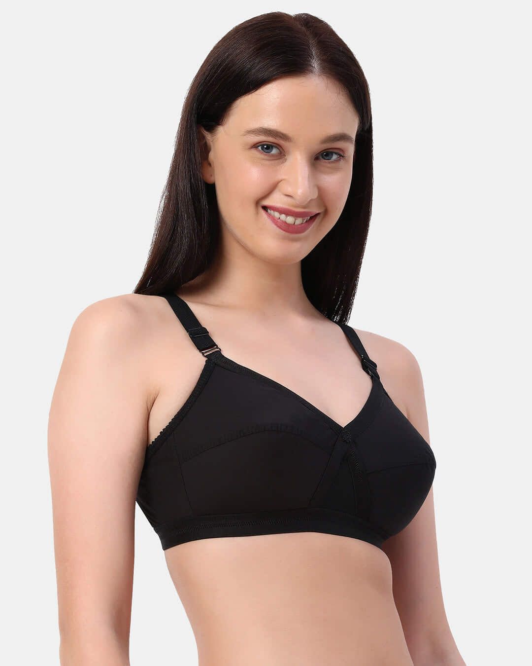 Shop Planet Inner Non Padded Non Wired Full Coverage Pure Cotton Bra In Black-Back