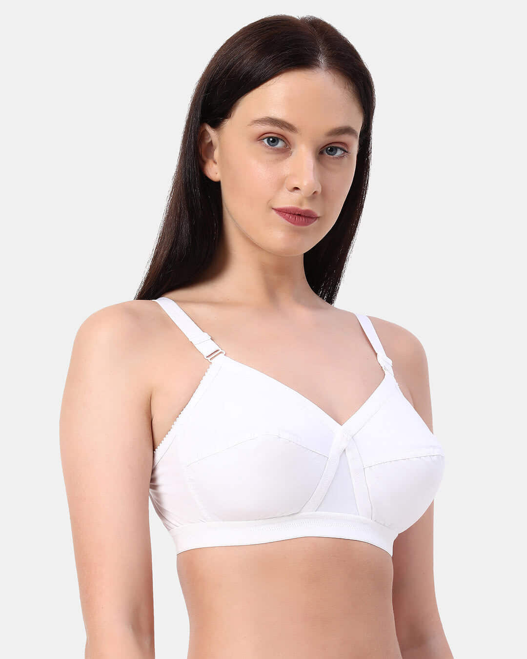 Shop Planet Inner Non Padded Non Wired Full Coverage Pure Cotton Bra In White-Back